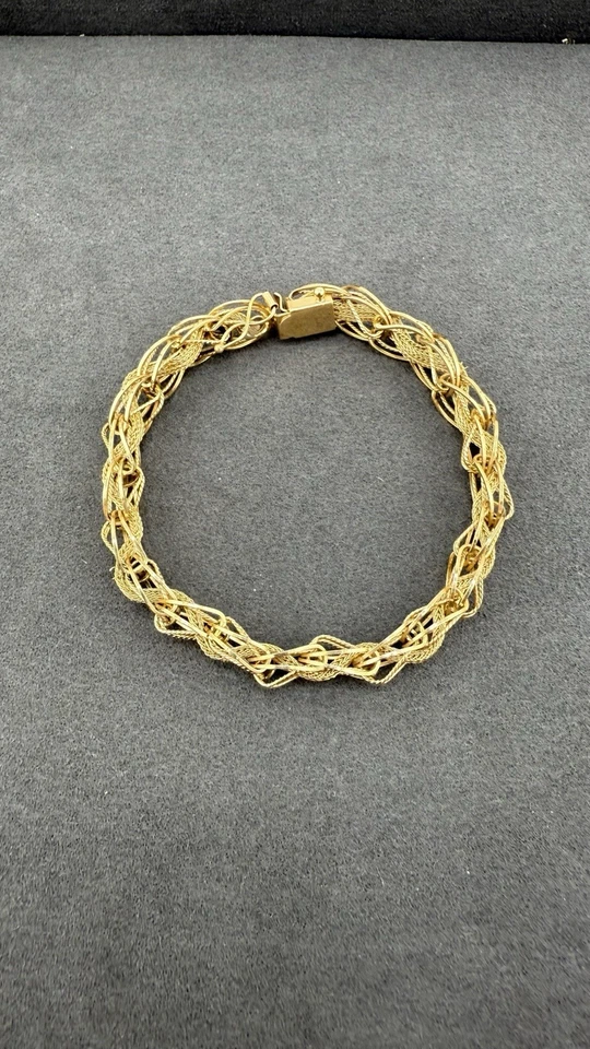 10K Yellow Gold Woven Byzantine Bracelet 11.72g Solid Gold 7.5” Safety Clasp - Image 2 of 4