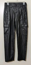 American Eagle Faux Leather Pants Black Women's Sz 2 elastic And Pockets