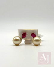 Vintage 14k White Gold Ruby And Pearl Earring