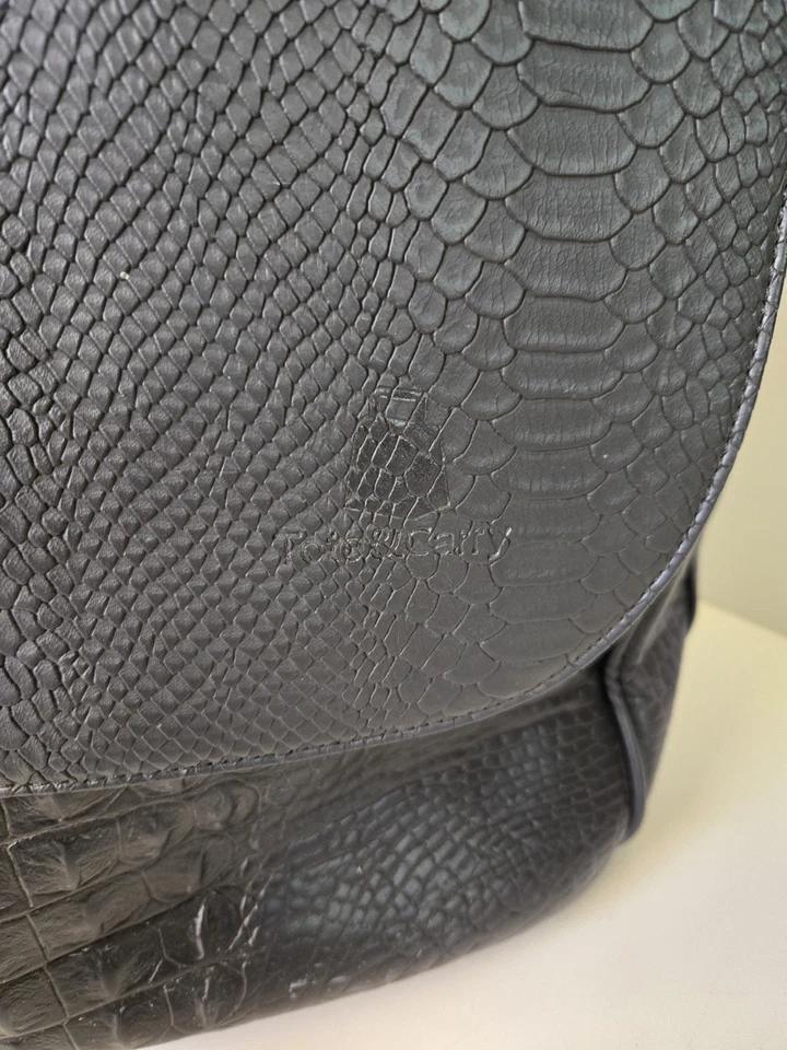 TOTE AND CARRY Black Vegan Alligator Leather Travel Laptop Backpack- 16 1/2"... - Image 4 of 4