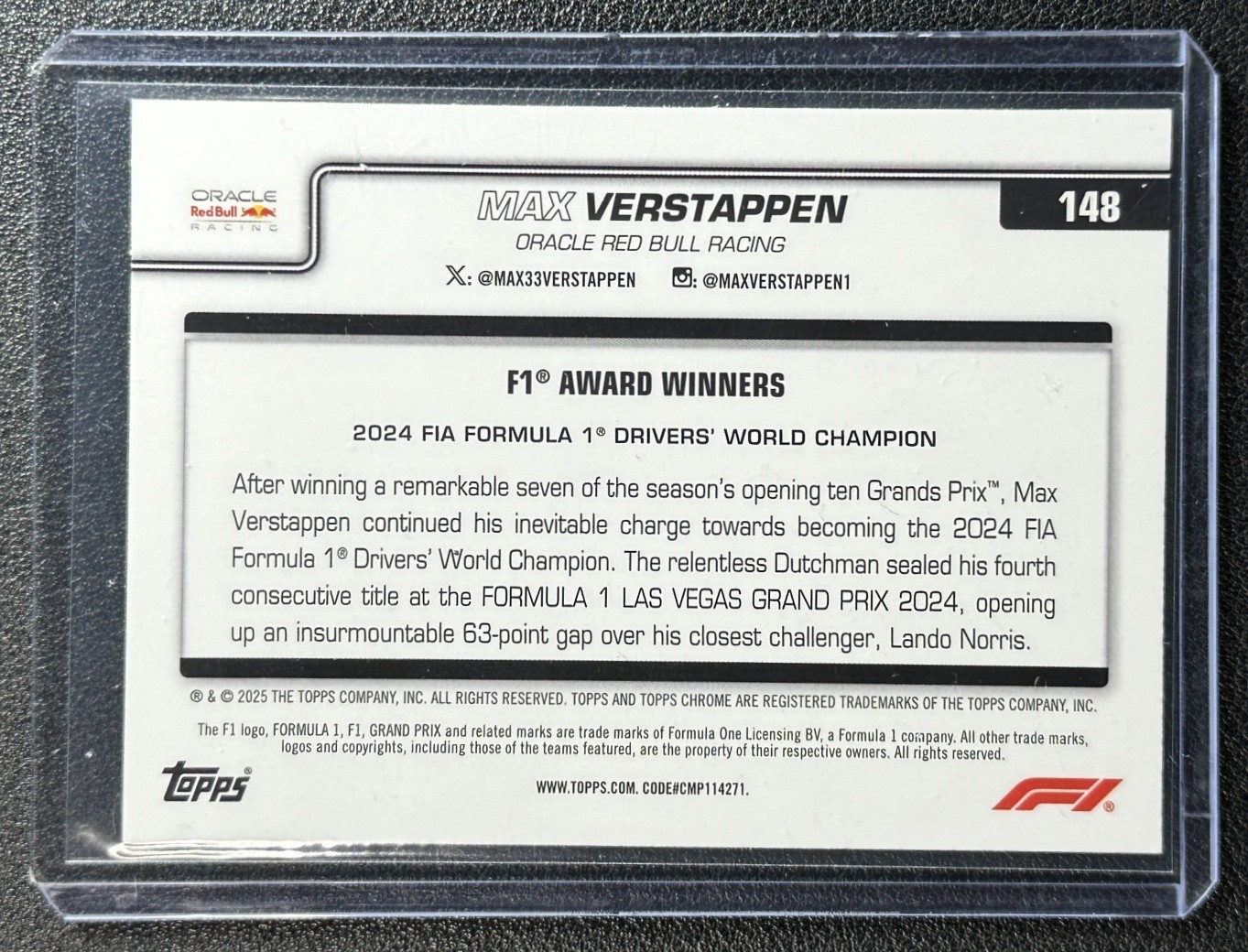 MAX VERSTAPPEN 2025 TOPPS CHROME FORMULA 1 #148 TEAL REFRACTOR F1 WINNERS 97/299 view 2