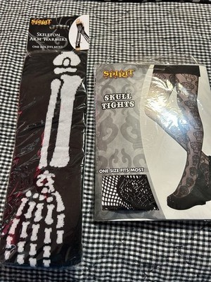 Spirit Halloween Skull Tights & Skelton Arm Warmers
