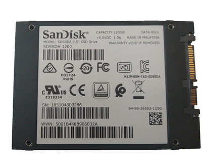 SanDisk 120GB SSD SATA SDSSDA-120G S/N: 185104800266 #NFP3108