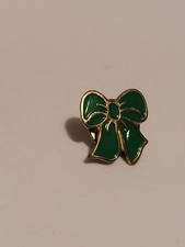 Green Enamel Bow Brooch Pin Macmillan Cancer Charity Badge