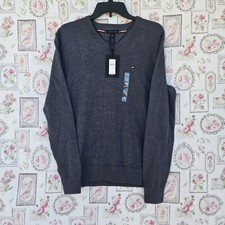 New Tommy Hilfiger Men  s Small Dark Blue Crew Neck Sweater 100 Cotton NWT