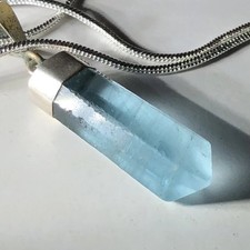 Marvelous Raw Dark Blue ‘pricey’ Jeremejevite Crystal Necklace Natural Specimen!