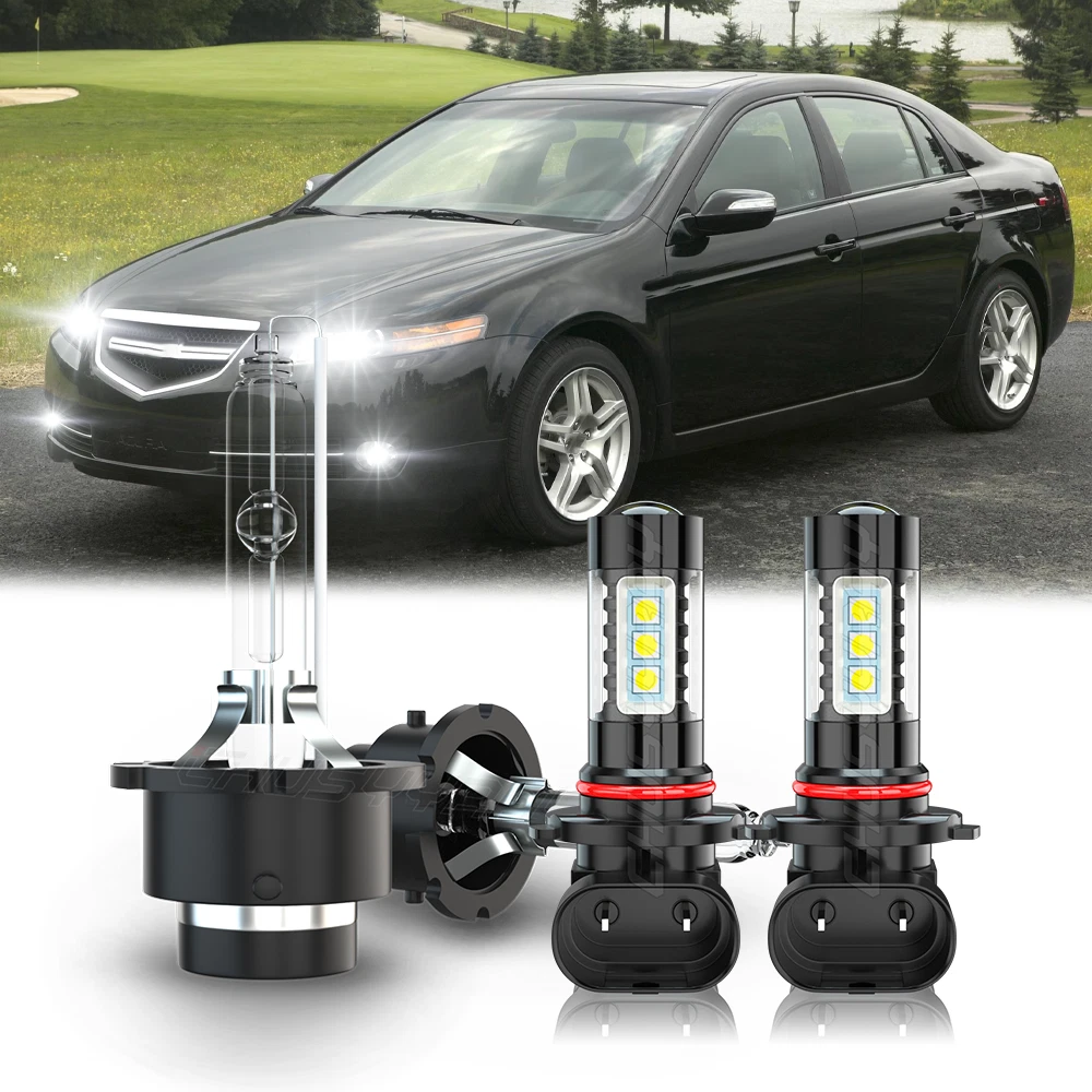For Acura TL 2004 2005 2006 LED/HID Headlight Hi / Lo + Fog Light Bulbs Kit