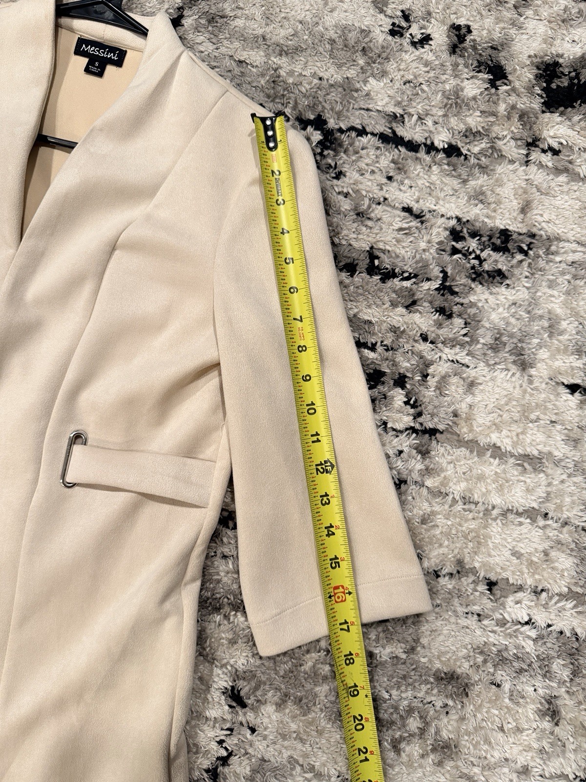 Messini Beige Open Front Collared Pockets Mid-Len… - image 8