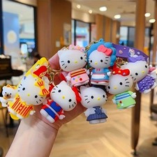7pcs Sanrio Hello Kitty Figurine Keychain Set Backpack Bag Charm Strap Key Ring