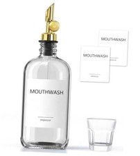 Mouthwash Dispenser for Bathroom7 fl oz Glass Mouthwash Dispenser with 1 Clear