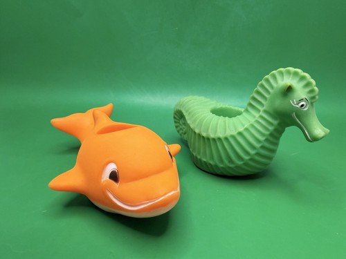 Evenflo Vintage Bath Tub Toy Toys RAFTIES Seahorse & Dolphin 1970s Rare