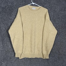 Malo Sweater Mens Large Beige 100 Cashmere Herringbone Knit Pullover Italy