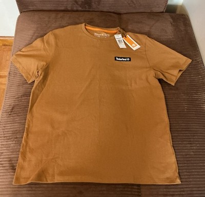 Timberland Men s XL Woven Badge Crewneck T-Shirt Wheat