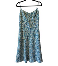 Vintage Y2K Express Dress Womens Medium Slip Midi Blue 90s Spring (Tag 9/10) Dot