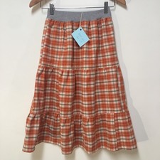 Skirt Girls M 8 Maxi Orange Plaid Ruffle Tier 100 Cotton Mom and Pop's Kids
