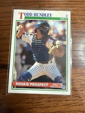 1991 TOPPS SCORE MLB BASEBALL ROOKIE CARD NEW YORK METS TODD HUNDLEY #340. rookie card picture
