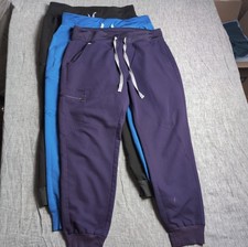 Lot Of 3 Figs Zamora Joggers Women M/P Petite - Purple, Royal Blue, Black