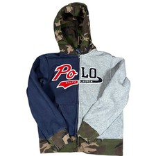 Kids Polo Ralph Lauren Colorblock Camo Full Zip Hoodie Sweatshirt Size S 8 
