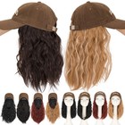 USA Women Short Brown Bob Wig Baseball Hat with Synthetic Hair Baseball Cap Wigs