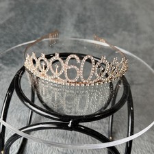60th Birthday Tiara Rhinestone Crystal Rose Gold Headband Party Crown