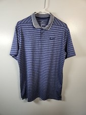 Men  s Medium Nike Golf Dri-Fit Short Sleeve Polo Blue Stripes