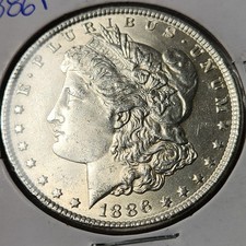 1886 P Morgan Silver Dollar, Attractive Blast White Unc Coin, Morg-86p2