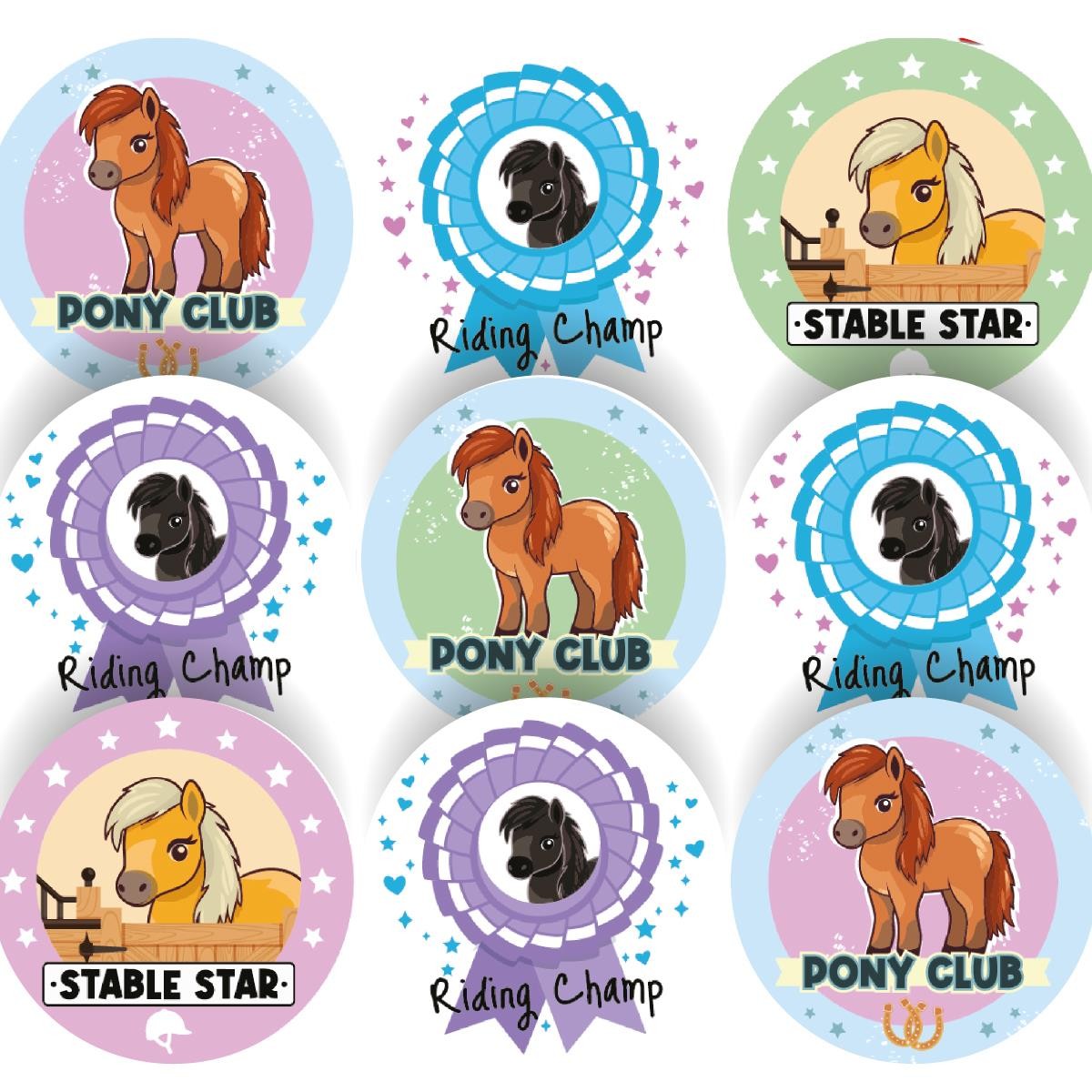 144 Pony Club Praise Words 30mm Reward Stickers