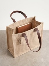 Eco Friendly Jute Tote Bag with Vegan Leather...