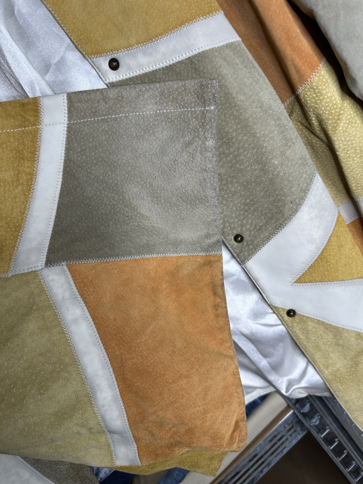 Dino’Z Patchwork Suede Leather Jacket Multicolor … - image 15