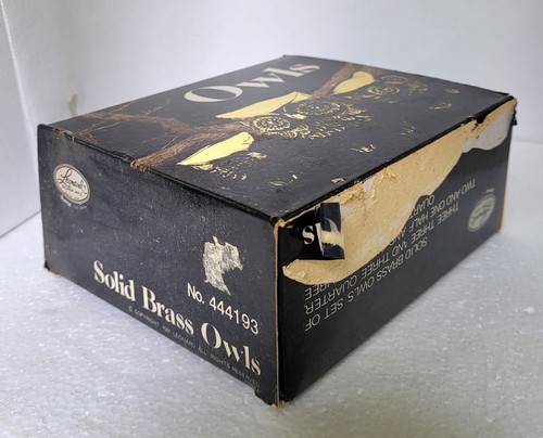 3-PC Set Solid Brass OWLS By Leonard Silver Mfg Co. Graduated Sizes W/Box, Korea - Afbeelding 18 van 22