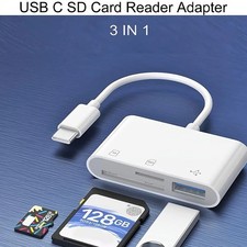 USB C to SD Card Reader, 3-in-1 Hub Converter, Micro SD TF Memory Type-C Adapter
