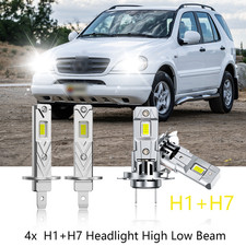 For Benz ML320 ML430 1998-2001 4X H1 H7 LED Headlight High Low Beam Combo Bulbs