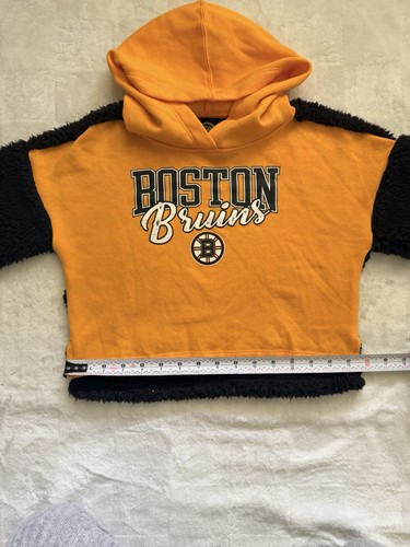 NHL Boston Bruins Girls Pullover Hoodie S (6/6X) Yellow Black Long Sleeve - Picture 4 of 6