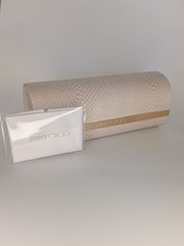 NEW JIMMY CHOO BEIGE TAN SNAKESKIN AUTHENTIC EYEGLASSES SUNGLASSES CASE W/CLOTH