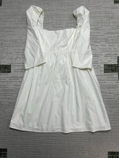 Reformation Michaela Babydoll Dress Womens 0 White Cotton Puff Sleeve Smocked