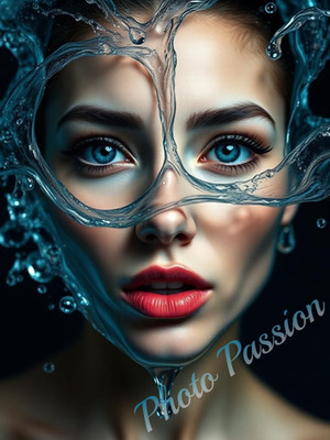 A4 Foto Portrait Frau Wasser Splash Modern Poster Kunstdruck (3971)