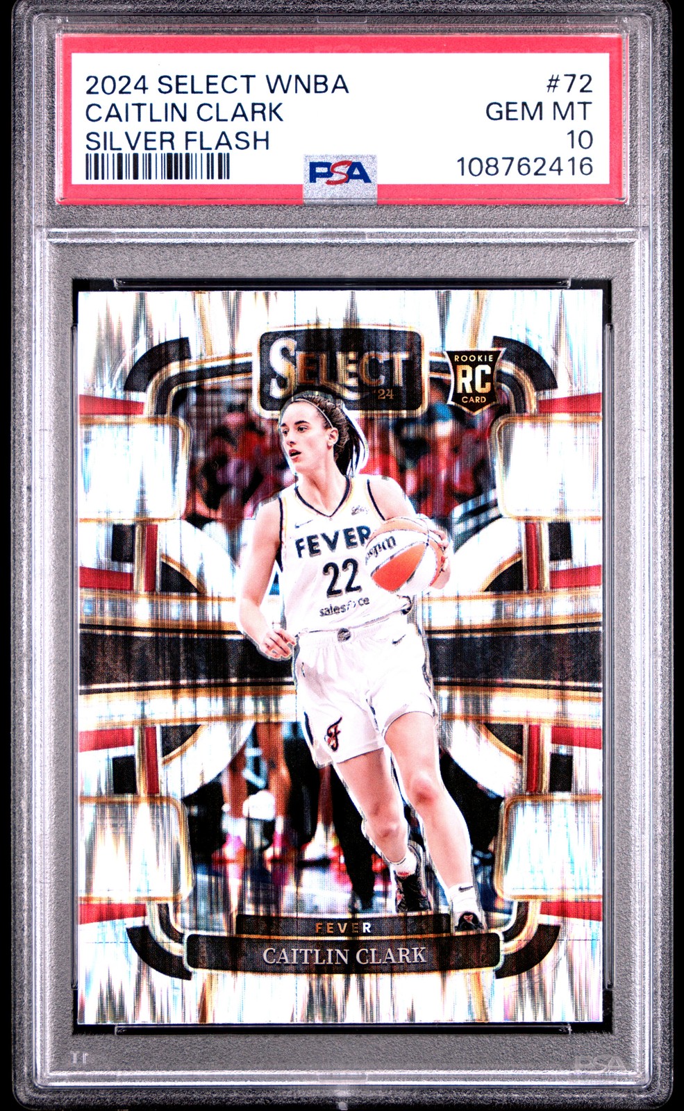 2024 Panini Select Wnba #72 Caitlin Clark Silver Flash Rookie PSA 10