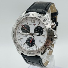 SECTOR Chronograph Men's Watch White Dial Tachymeter Bezel New Battery Working
