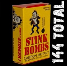144 TOTAL STINK BOMBS - 4 cases of 36 Glass Vials Fart Gag Rotten Egg Odor