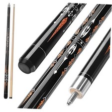 Pool Cue, 58" Billiard Cue Stick 2-Piece Maple Wood Pool Cue Stick Orange 18oz
