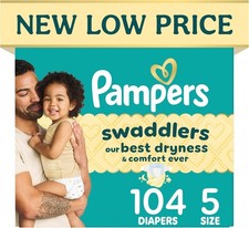 Pampers Swaddlers Diapers, Size 5 20-37 lbs , 104 Count,
