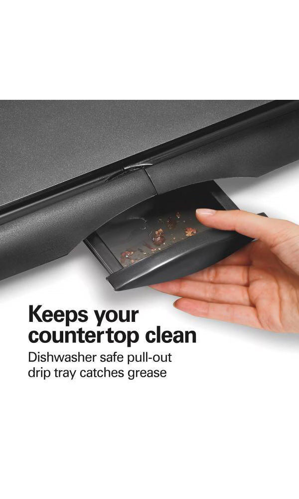 Hamilton Beach 200 sq. in. Griddle Durable Nonstick Cool-Touch Handle Easy Clean