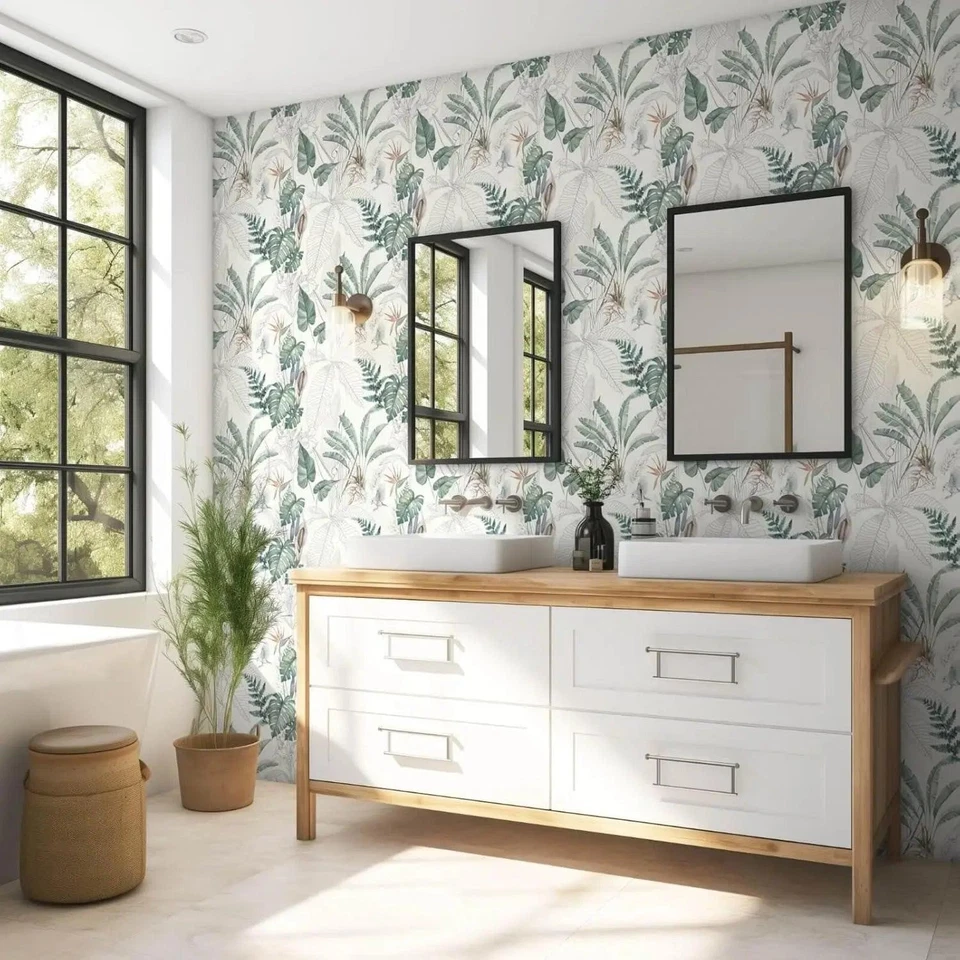 Tropical Palm Leaf Peel Stick Wallpaper Self Adhesive Green Removable Roll - Image 4 of 4