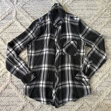 Rails Hunter Plaid Shirt Ash & Bone Black And White Tartan XS Button Down 