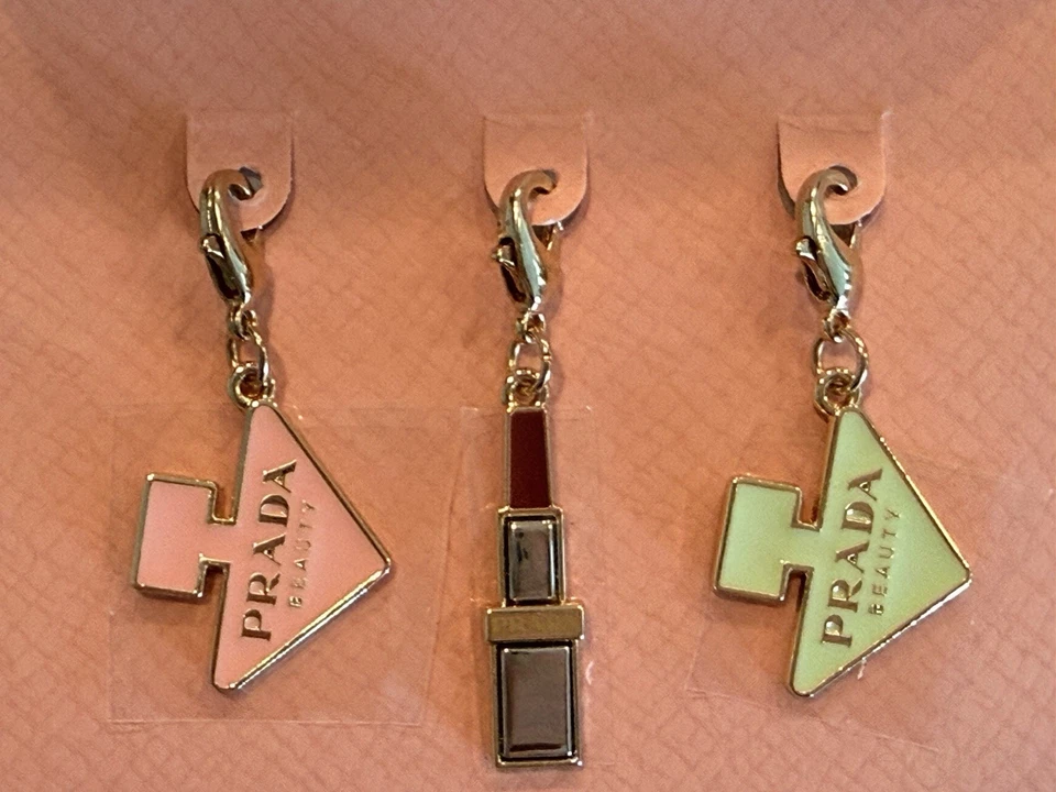 3 Prada Beauty Charms Shaped in Iconic Fragrance Bottle & Lipstick - Image 2 of 4