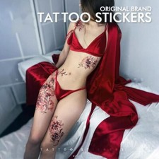 Tatuaggi temporanei impermeabili misti donna ragazza sex art fiore utero finti adesivi