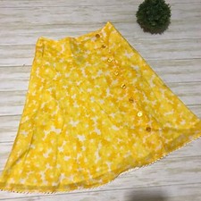 Long Modest A-line Bright Yellow Floral Spring Summer Skirt Women s Size 4