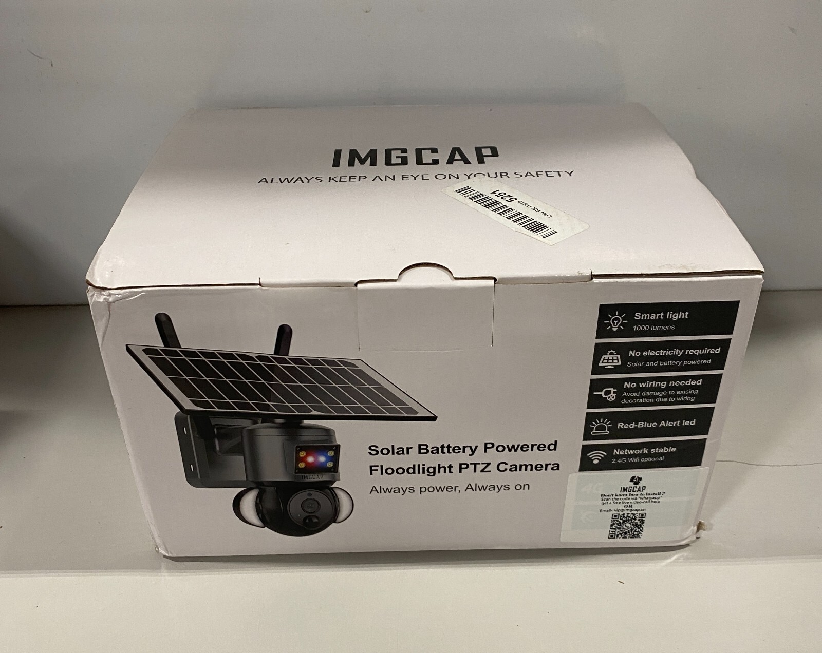 IMGCAP Solar-Powered PTZ Security Camera with Built-In Floodlight