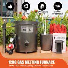 TOAUTO 12KG GAS METAL MELTING FURNACE Propane Forge Copper Brass Crucible Tongs