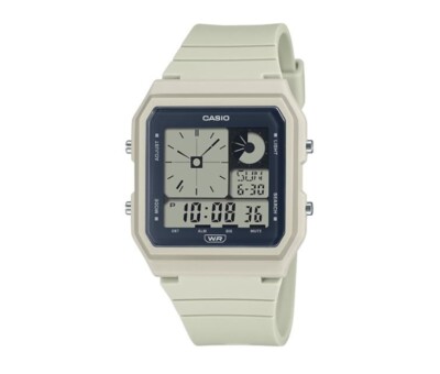 Casio LF-20W-8A | Retro Analog-Digital Uhr | Elfenbeinfarben | LED Hintergrun...